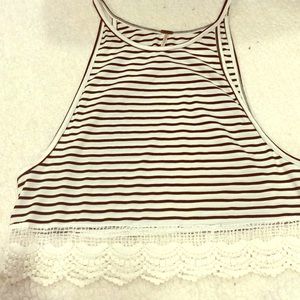 Black and white strip muscle tee